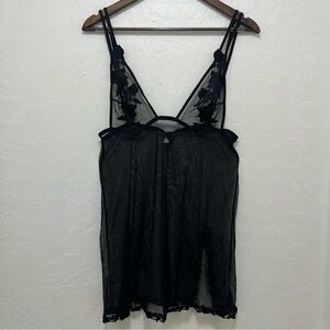 Malizia by La Perla Babydoll Slip Dress Size 3 (M) Sheer Mesh Black